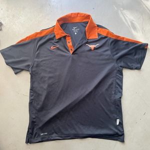 Texas Longhorn NIKE  Dri-Fit Polo T-Shirt-Men Large-Black Orange Shirt - Gameday